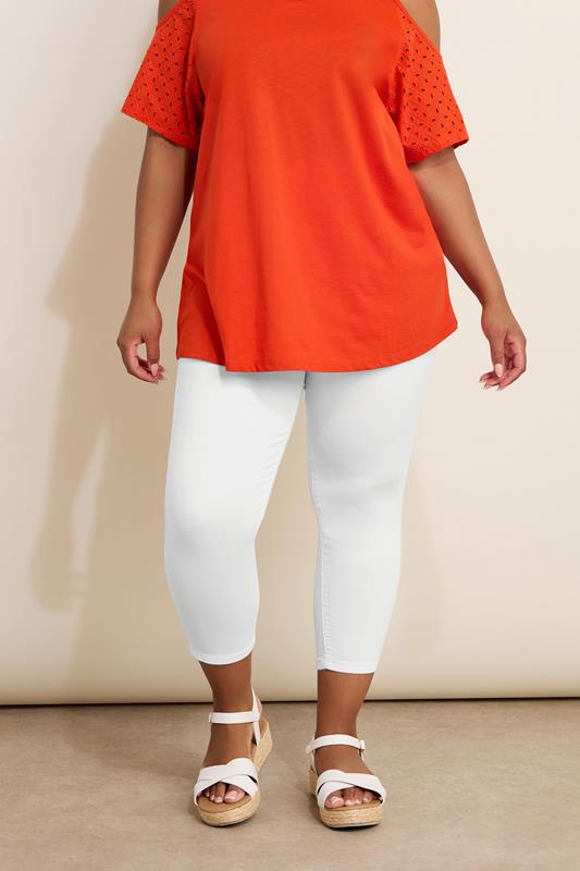 evans YOURS Curve White Cropped Stretch JENNY Jeggings
