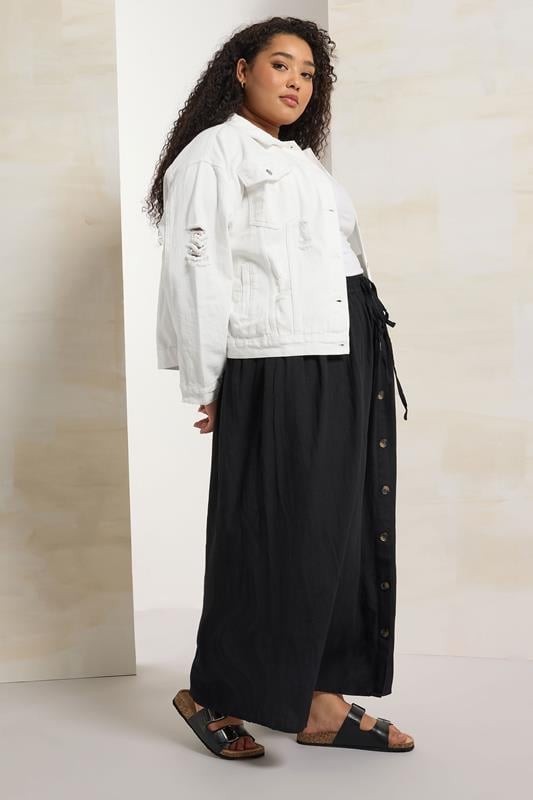 Evans YOURS Curve White Distressed Western Denim Jacket