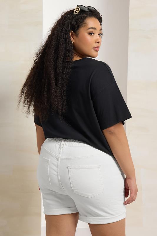 Evans YOURS Curve White Elasticated Stretch Denim Shorts