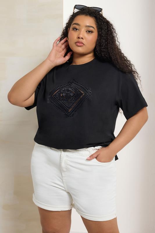 evans YOURS Curve White Elasticated Stretch Denim Shorts