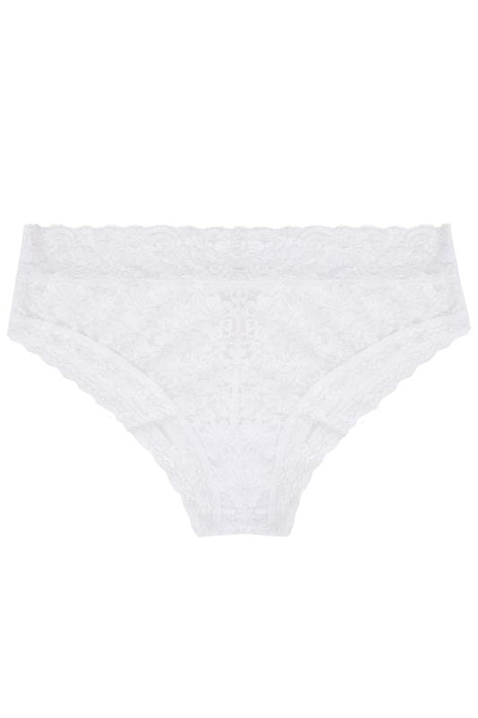 Evans YOURS Curve White Lace Low Rise Brazilian Knickers