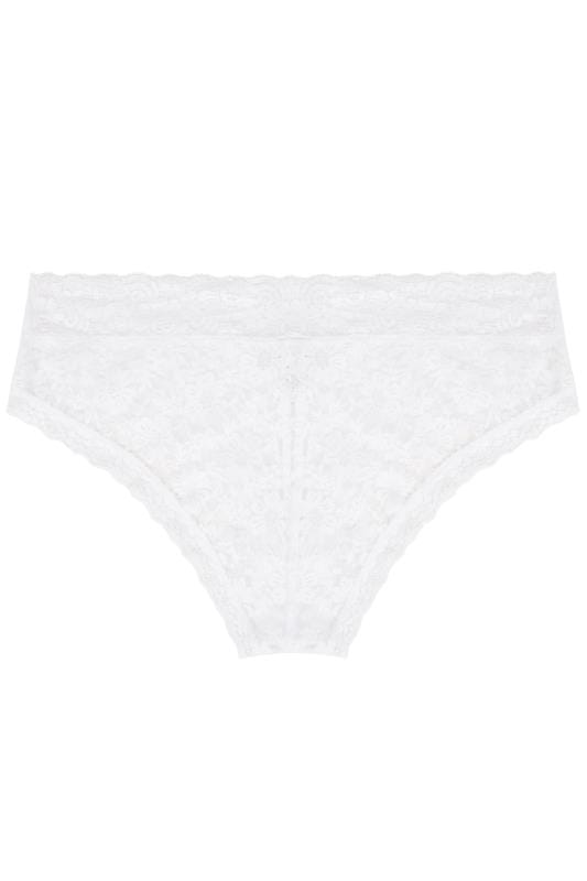 Evans YOURS Curve White Lace Low Rise Brazilian Knickers