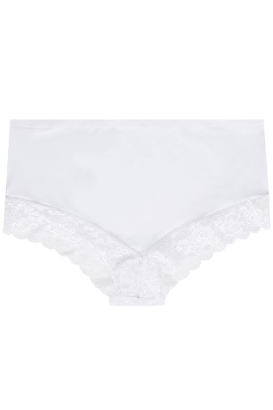 Evans YOURS Curve White Lace Trim High Leg Knickers
