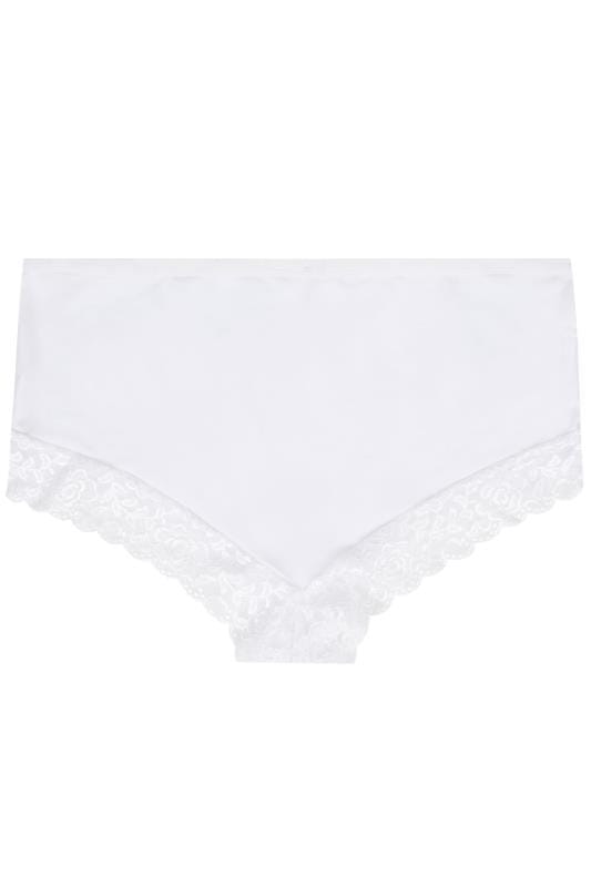 Evans YOURS Curve White Lace Trim High Leg Knickers