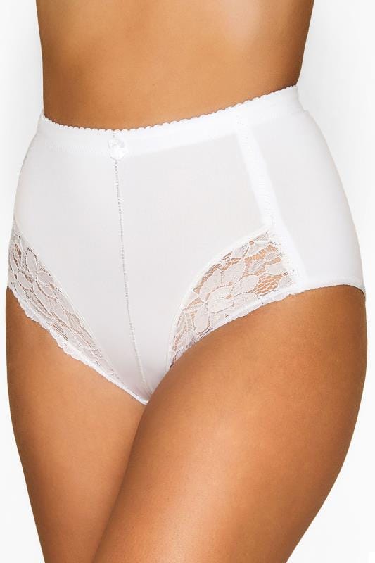 Evans YOURS Curve White Light Control High Waisted Full Briefs