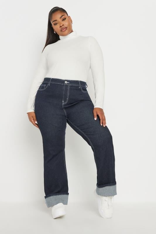 Evans YOURS Curve White Long Sleeve Turtle Neck Top