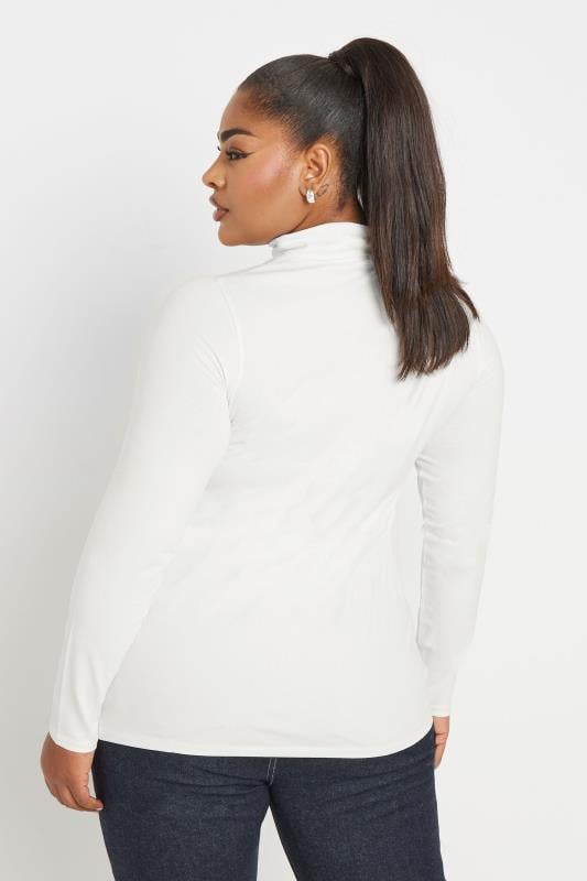 Evans YOURS Curve White Long Sleeve Turtle Neck Top