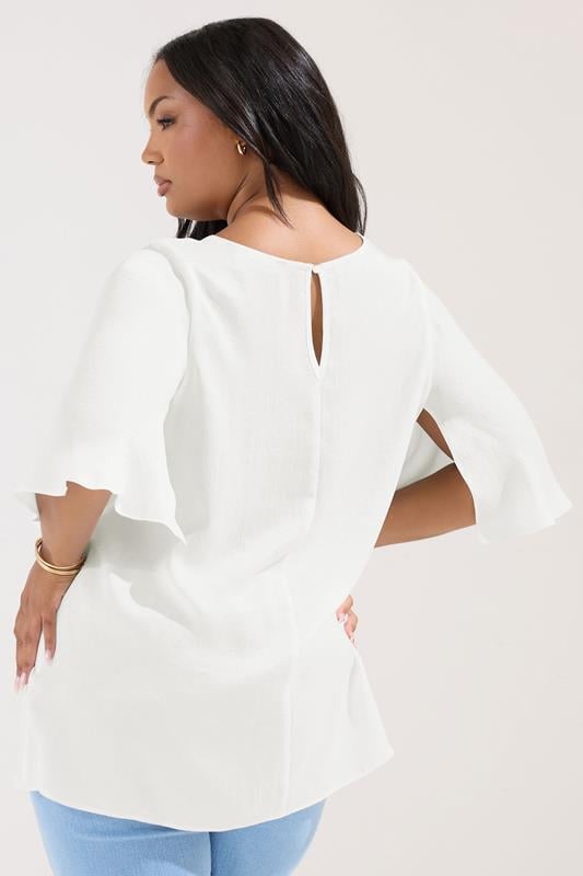 Evans YOURS Curve White Metallic Angel Sleeve Blouse