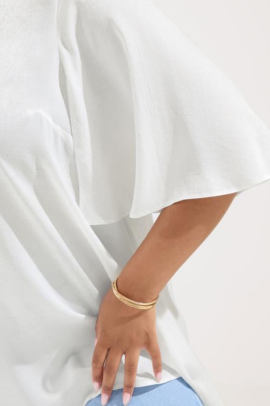 Evans YOURS Curve White Metallic Angel Sleeve Blouse