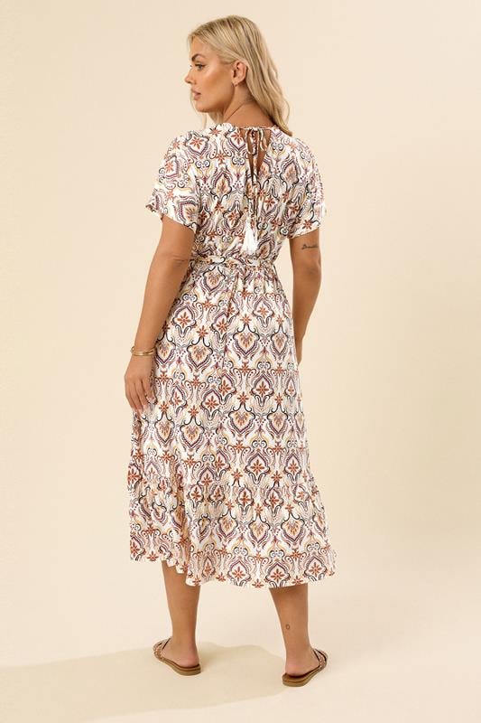 Evans YOURS Curve White Paisley Print Midaxi Wrap Dress