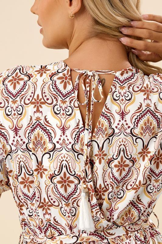 Evans YOURS Curve White Paisley Print Midaxi Wrap Dress