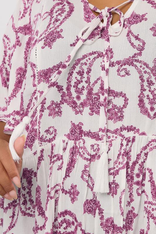 Evans YOURS Curve White Paisley Print Tie Front Top
