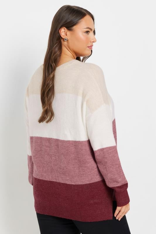 Evans YOURS Curve White & Red Colourblock Stripe Jumper