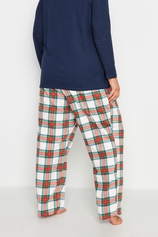 Evans YOURS Curve White & Red Tartan Print Pyjama Bottoms