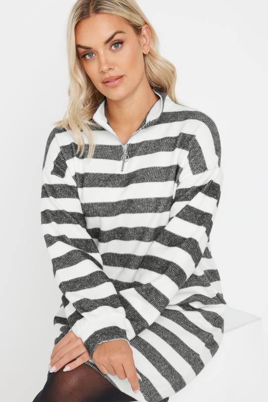Evans YOURS Curve White Stripe Soft Touch Jumper Dress