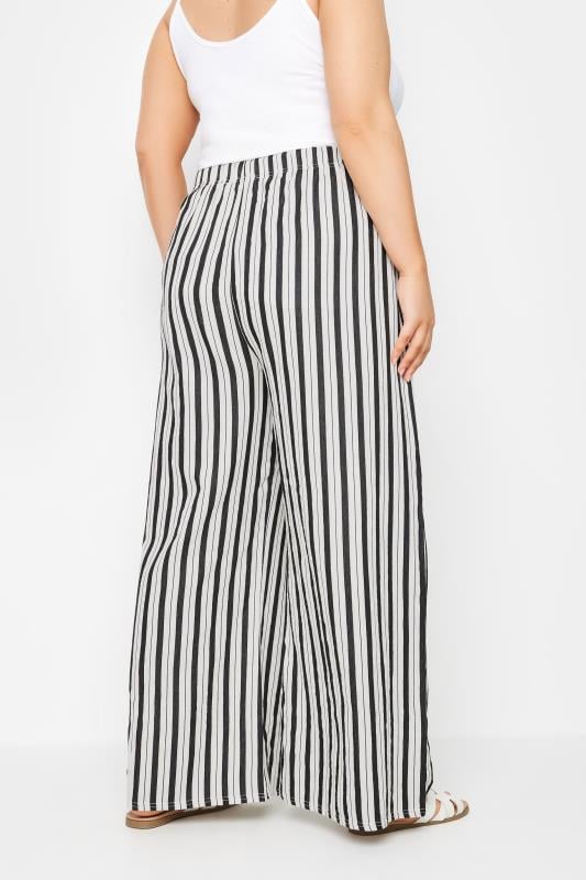 Evans YOURS Curve White Stripe Wide Leg Linen Look Trousers