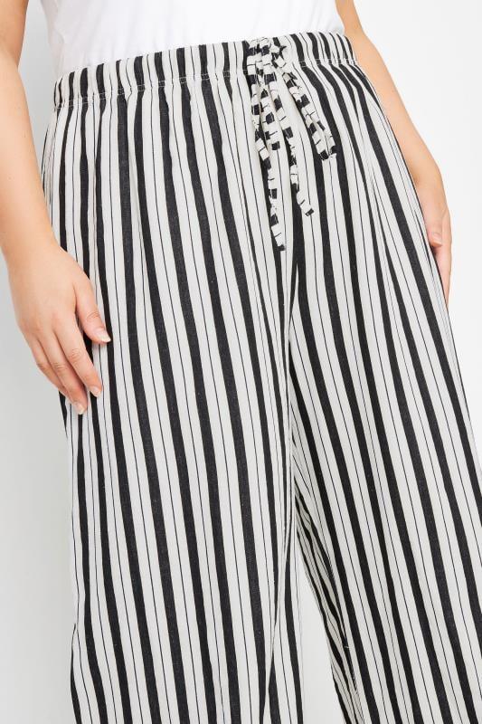 Evans YOURS Curve White Stripe Wide Leg Linen Look Trousers