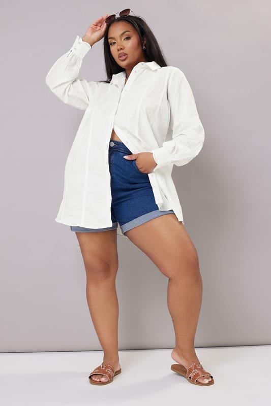 Evans YOURS Curve White Trim Detail Oversized Shirt