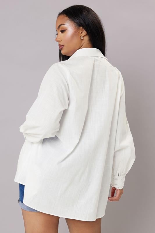 Evans YOURS Curve White Trim Detail Oversized Shirt