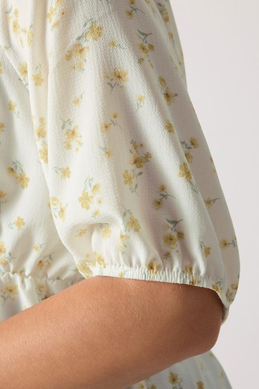 Evans YOURS Curve Yellow Floral Print Tie Front Top