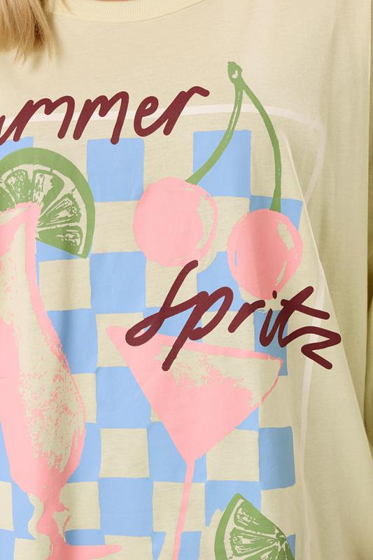 Evans YOURS Curve Yellow 'Summer Spritz' Oversized T-Shirt