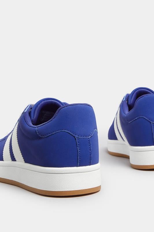 Evans Yours Dark Blue Padded Lace Up Trainers In Wide E Fit