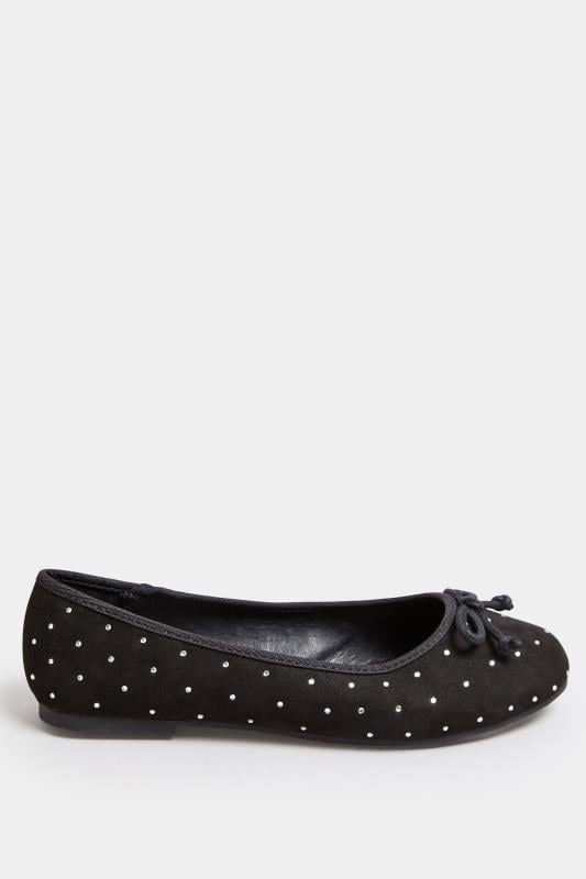 Evans Yours Diamante Detail Ballet Pumps In Extra Wide EEE Fit