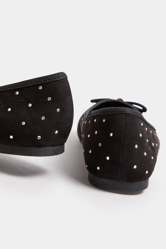 Evans Yours Diamante Detail Ballet Pumps In Extra Wide EEE Fit