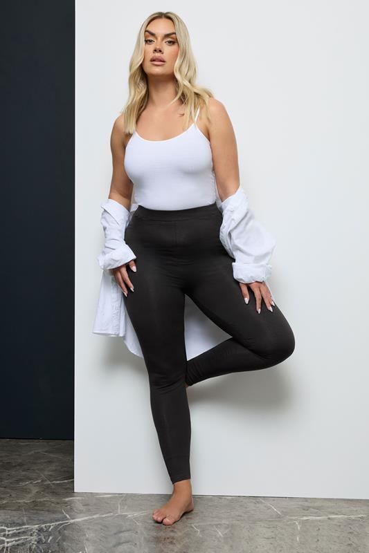 Evans YOURS FOR GOOD 2 PACK Curve Black Cotton Stretch Leggings