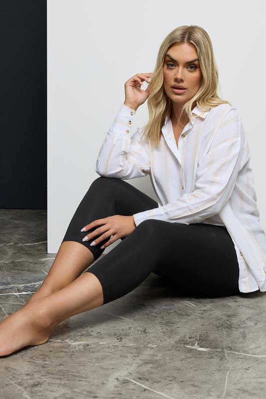 evans YOURS FOR GOOD Curve Black Cotton Cropped Leggings