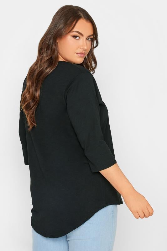 Evans YOURS FOR GOOD Curve Black Pintuck Button Henley T-Shirt