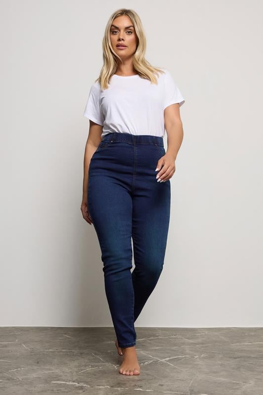 Evans YOURS FOR GOOD Curve Indigo Blue Pull On Bum Shaper Stretch LOLA Jeggings