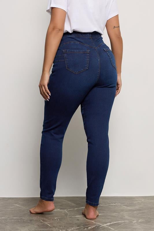 Evans YOURS FOR GOOD Curve Indigo Blue Pull On Bum Shaper Stretch LOLA Jeggings