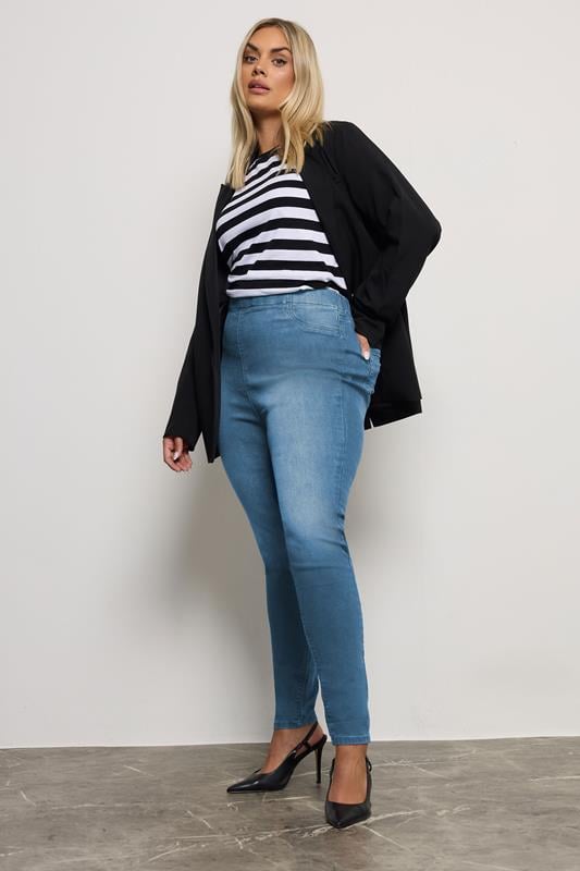 Evans YOURS FOR GOOD Curve Mid Blue Pull On Stretch JENNY Jeggings