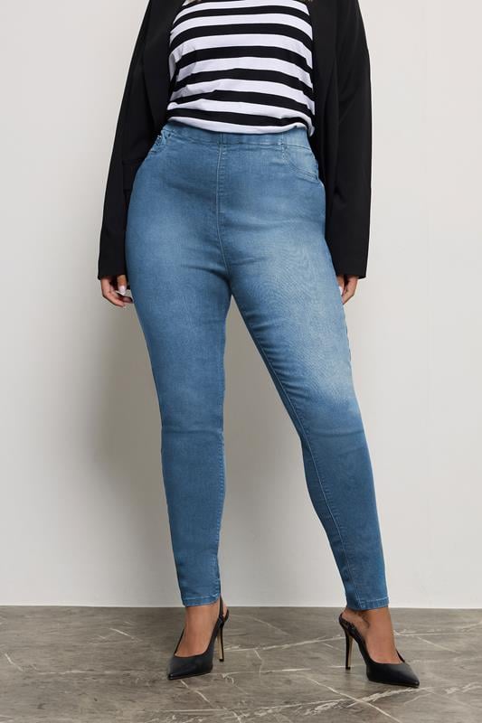 evans YOURS FOR GOOD Curve Mid Blue Pull On Stretch JENNY Jeggings