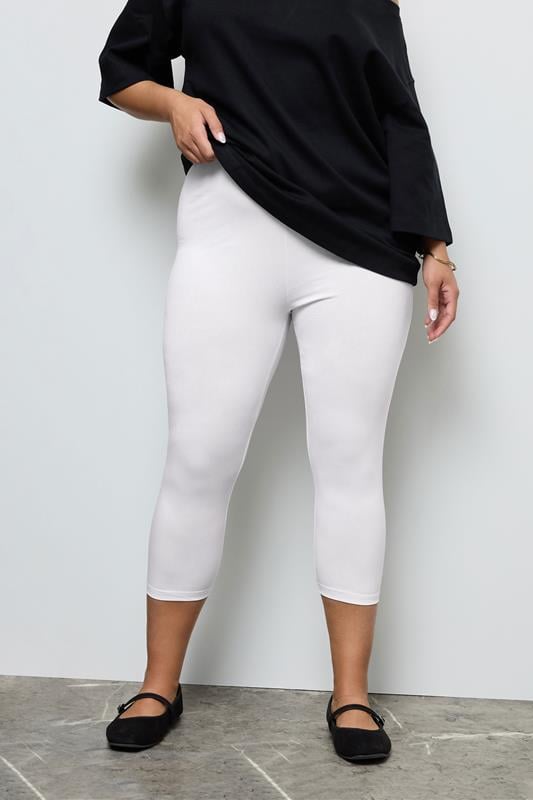 Evans YOURS FOR GOOD Curve White Cotton Essential Cropped Leggings