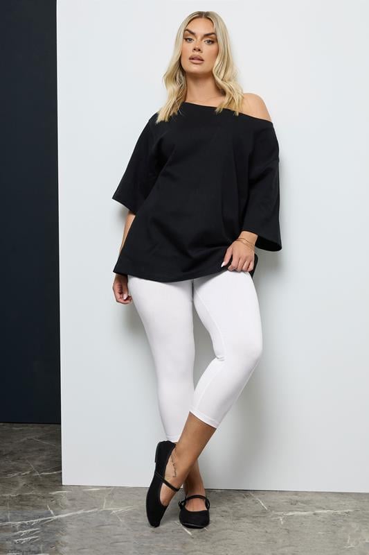 Evans YOURS FOR GOOD Curve White Cotton Essential Cropped Leggings