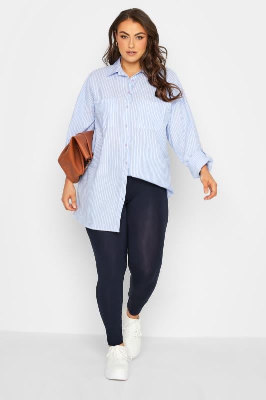 Evans YOURS FOR GOOD RECYCLED Curve Navy Blue Stretch Viscose Leggings