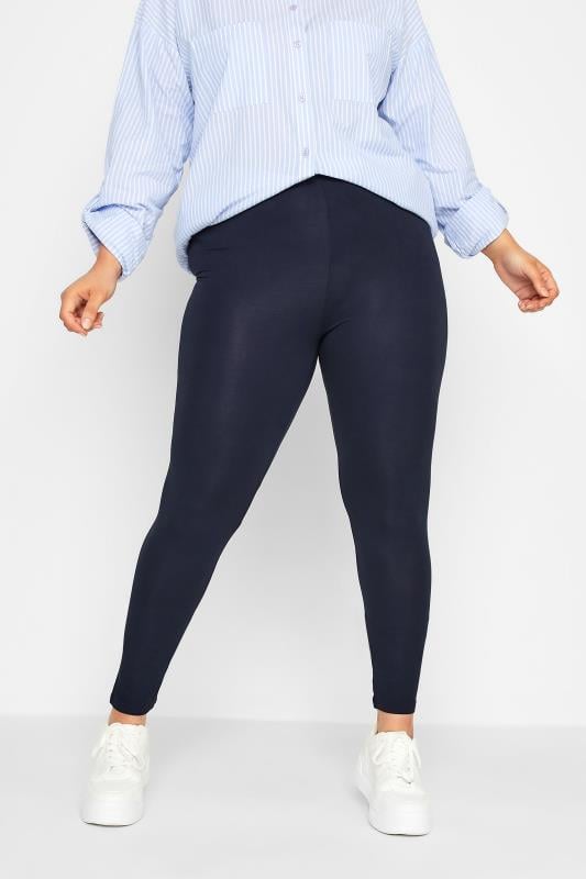 evans YOURS FOR GOOD RECYCLED Curve Navy Blue Stretch Viscose Leggings