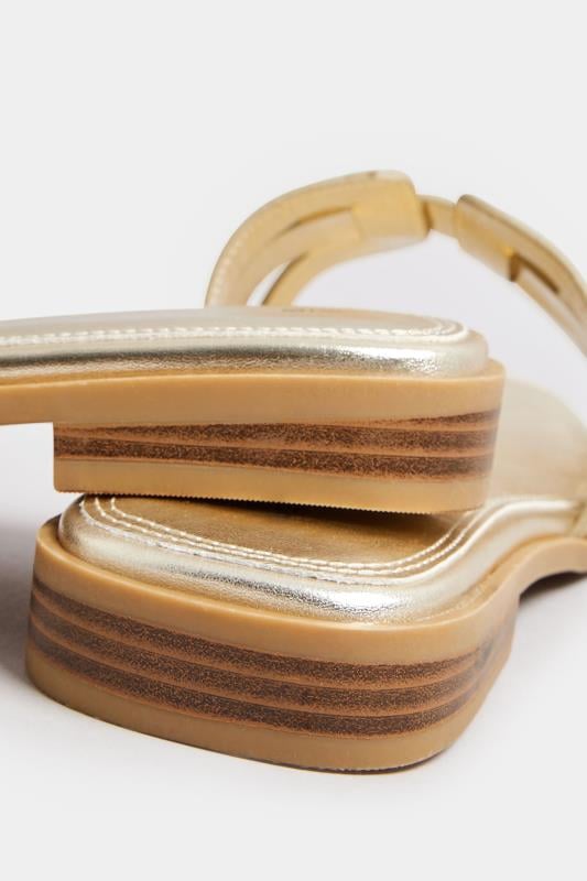 Evans Yours Gold Cut Out Mule Sandals In Wide E & Extra Wide EEE Fit