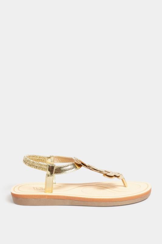 Evans Yours Gold Diamante Butterfly Sandals In Extra Wide EEE Fit