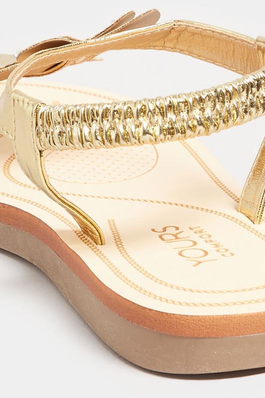 Evans Yours Gold Diamante Butterfly Sandals In Extra Wide EEE Fit