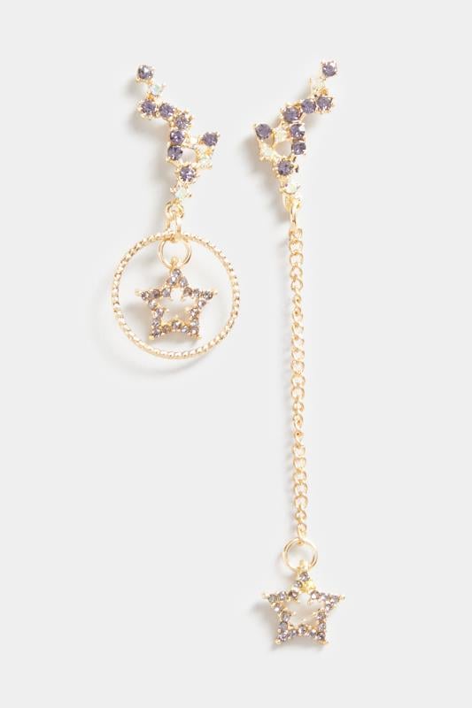 Evans Yours Gold Diamante Star Cluster Drop Earrings
