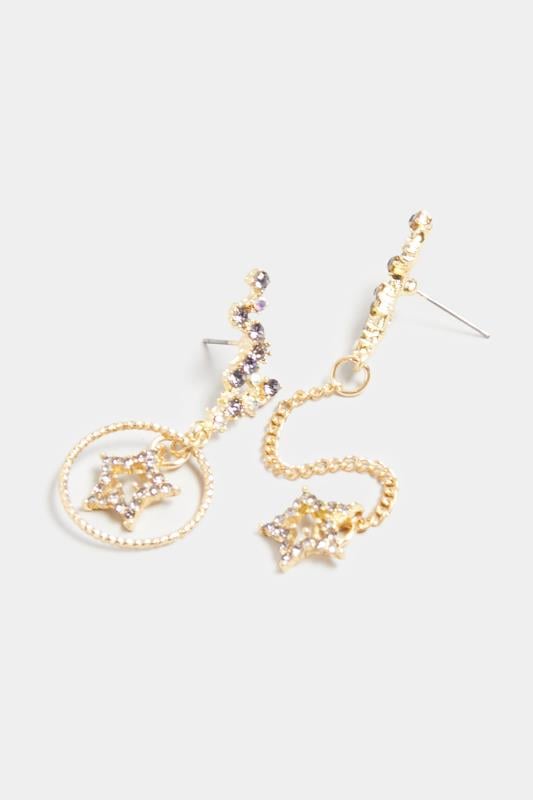 Evans Yours Gold Diamante Star Cluster Drop Earrings
