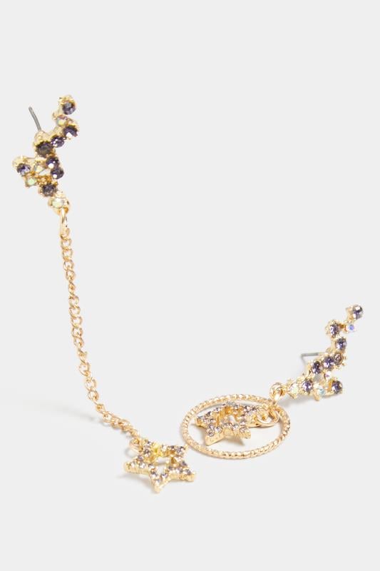 Evans Yours Gold Diamante Star Cluster Drop Earrings