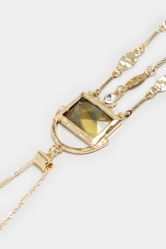 Evans Yours Gold Gemstone Triple Drop Long Necklace