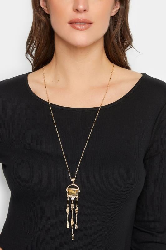 evans Yours Gold Gemstone Triple Drop Long Necklace