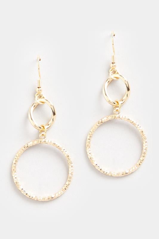 Evans Yours Gold Textured Double Circle Hoop Earrings