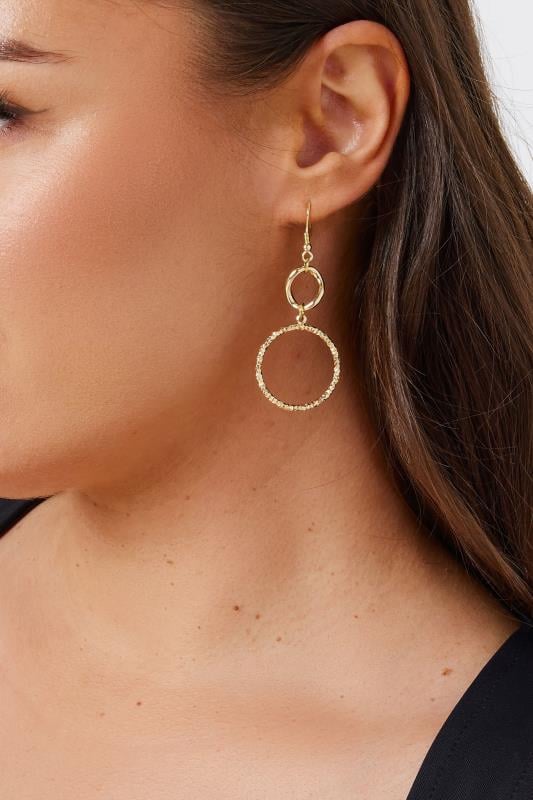 evans Yours Gold Textured Double Circle Hoop Earrings