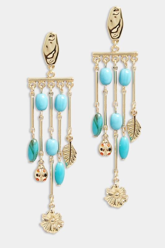 Evans Yours Gold Tone Beaded Statement Drop Earrings